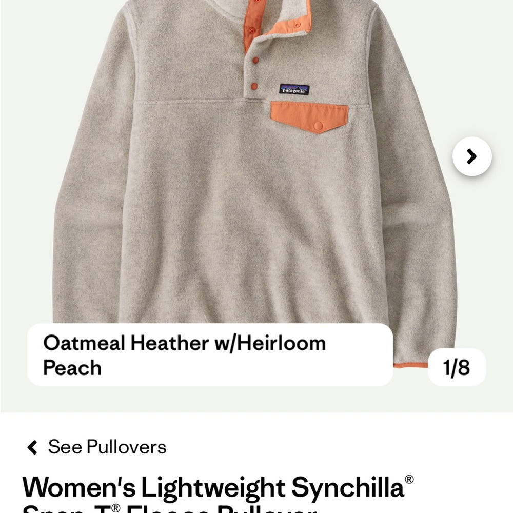 Patagonia women's synchilla snap closure pull over (oatmeal and yellow) - Picture 4 of 4